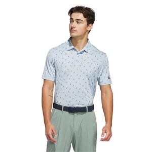 Adidas Polo Golf Shirt Adi-Print Logo ULT Moon Blue Men's Size L‎ UPF50